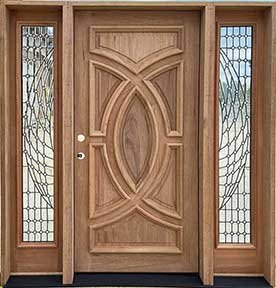 Mahogany Door with Tiffany Glass Sidelites
