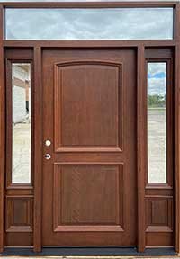 Mahogany Door with Clear Beveled Glass Sidelites