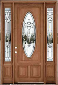 Mahogany Door with Glass Sidelites